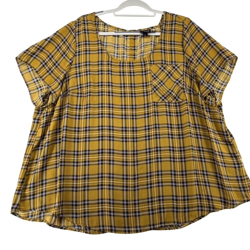 Torrid Abbey Tartan Plaid Button Back Blouse Swing Top Womens Plus 3 3X Casual